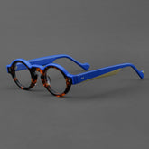 Jerry Vintage Acetate Round Glasses Frame Round Frames Southood Leopard Blue